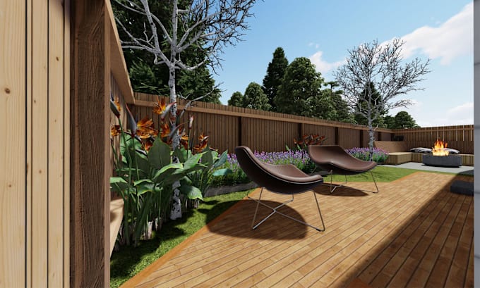 Gig Preview - Design your back yard landscape, garden, 3d renderings