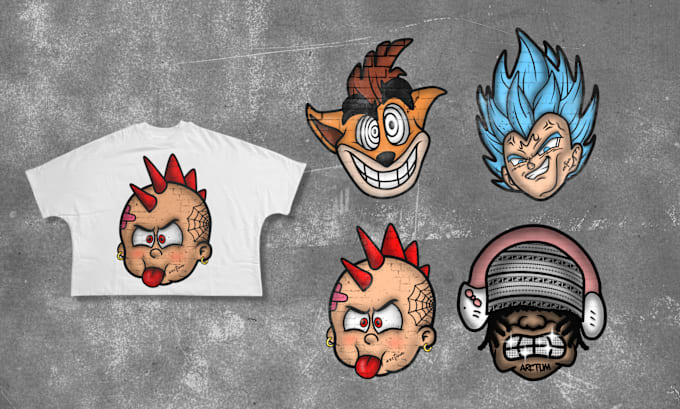 Gig Preview - Do amazing y2k big head design for your clothing brand