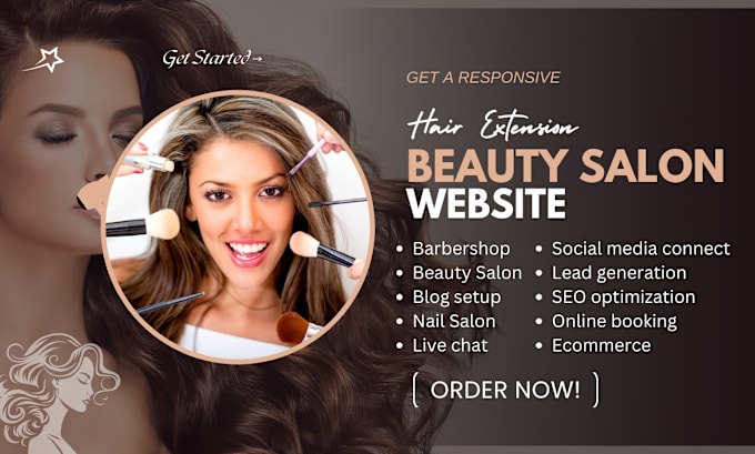 Gig Preview - Do hair extension barber nail beauty salon website, hair extension shopify store