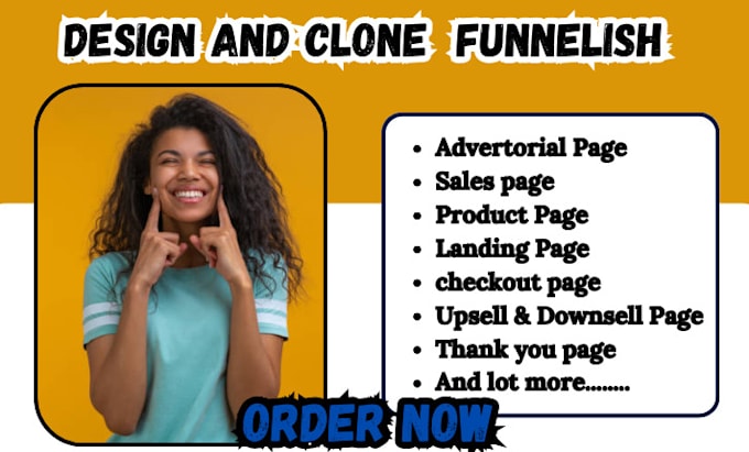 Gig Preview - Design or clone funnelish sales funnel, advertorial page landing page make com