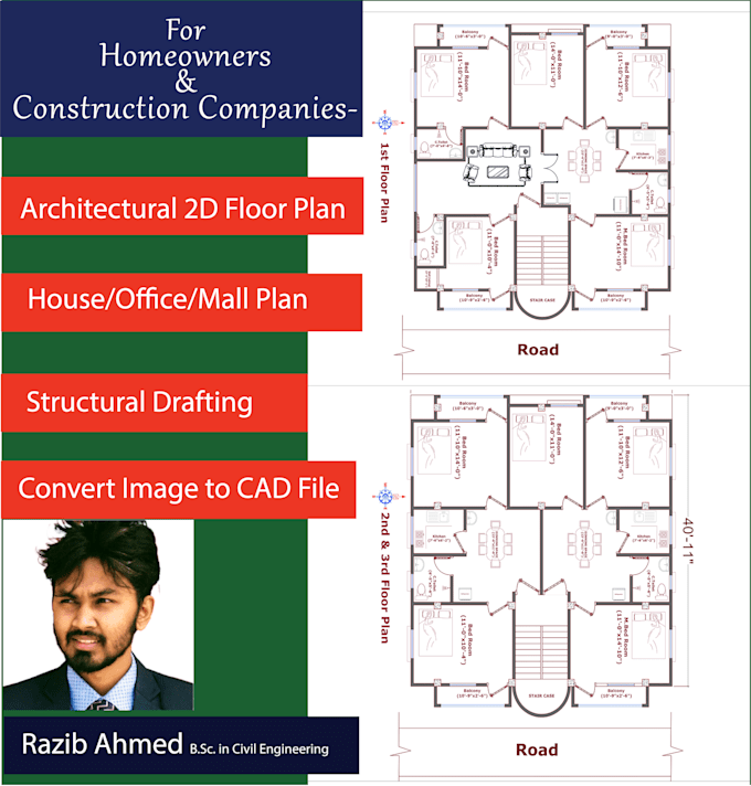 Gig Preview - Draw floor plans in autocad with urgent delivery