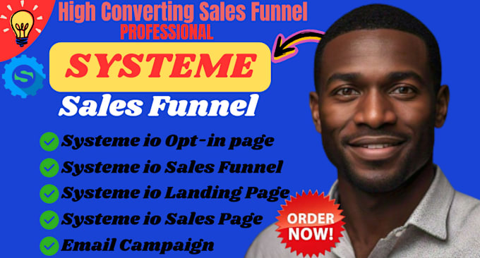 Gig Preview - Systeme io landing page design, systeme sales funnel, systeme io website design