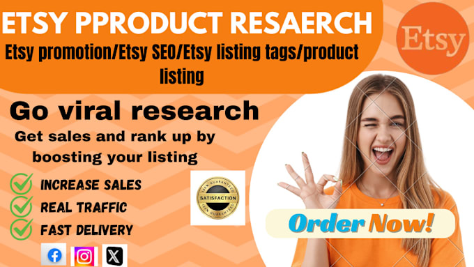 Gig Preview - Do product research,etsy SEO, etsy listing tags ,etsy promotion to boost sales