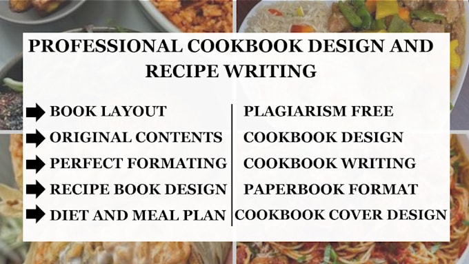 Gig Preview - Write and design cookbook recipes workbook book formatting diet plan meal plan