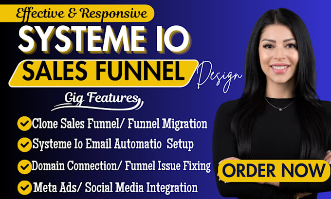 Gig Preview - Design systeme io, funnelish, unbounce, gohighlevel, clickfunnels, sales funnel