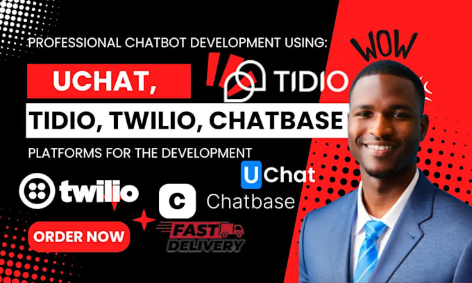 Gig Preview - Tidio, twillo, uchat chatbot, ai website, lead generation chatbot api chatbase