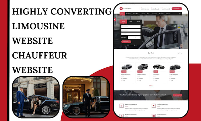 Gig Preview - Design limousine website chauffeur website car rental and taxi booking website