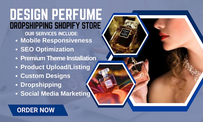 Gig Preview - Design perfume shopify store fragrance website cologne dropshipping store