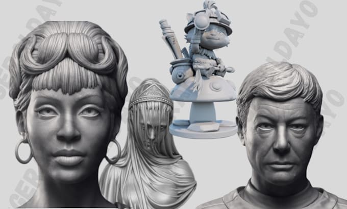 Gig Preview - Digital sculpt realistic 3d head 3d bust full body human model 3d miniature stl