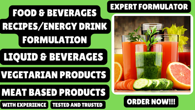 Gig Preview - Do food supplement and energy drink formulation recipes for food and products