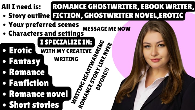 Gig Preview - Be your romance ghostwriter, ebook writer, fiction, ghostwriter novel