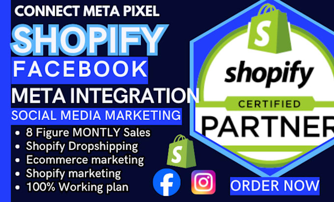 Gig Preview - Install 3 quality shopify facebook meta pixel integration instagram ads tiktok