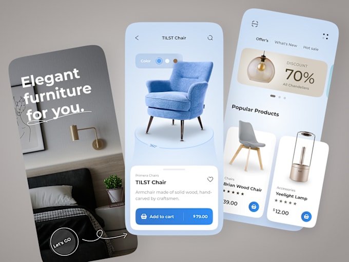 Gig Preview - Build furniture app, furniture website, home decor app, carpentry app with ar