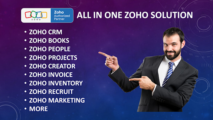 Gig Preview - Implement zoho projects, desk, workplace, recruit, expense, social, survey