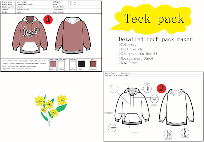 Gig Preview - Make professional tech packs for garments