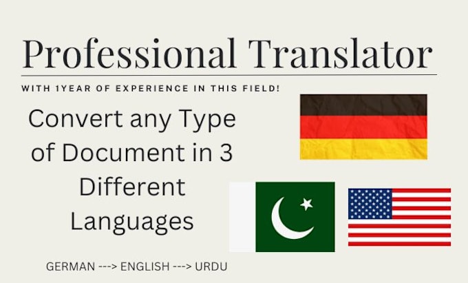 Gig Preview - Provide accurate translation services in english, urdu, german