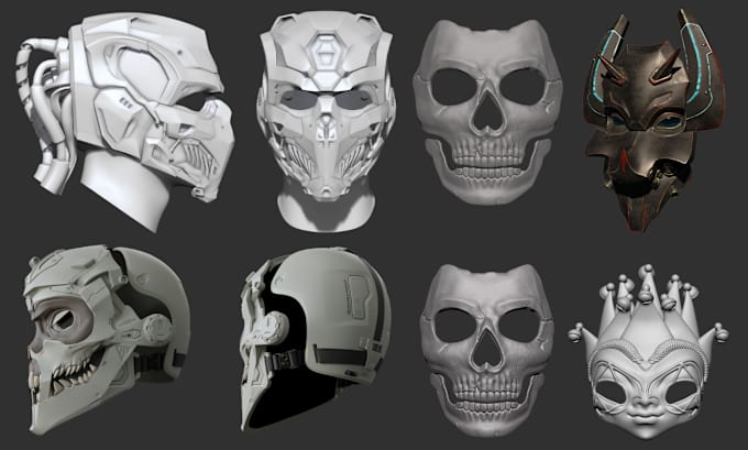 Gig Preview - Sculpt 3d helmet cosplay 3d mask halloween oni mask 3d model for 3d printing