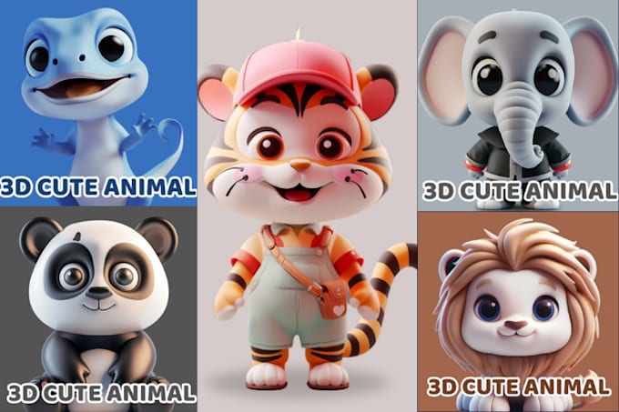 Gig Preview - Get you chibi 3d cute character model 3d printing 3d animal with cartoon style