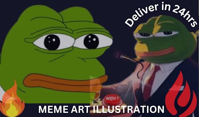 Gig Preview - Meme coin art funny meme art illustration meme art drawing crypto memecoin art