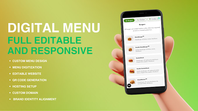 Gig Preview - Do your digital site menu for your restaurant full editable