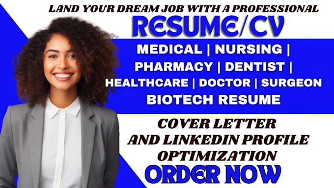 Gig Preview - Write healthcare, medical, pharmacy, IT, nurse, surgeon, doctor resume