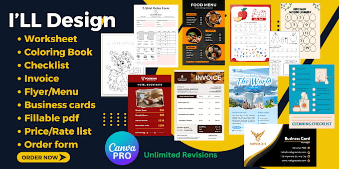 Gig Preview - Design kids worksheets, coloring book, invoice, checklist or menu