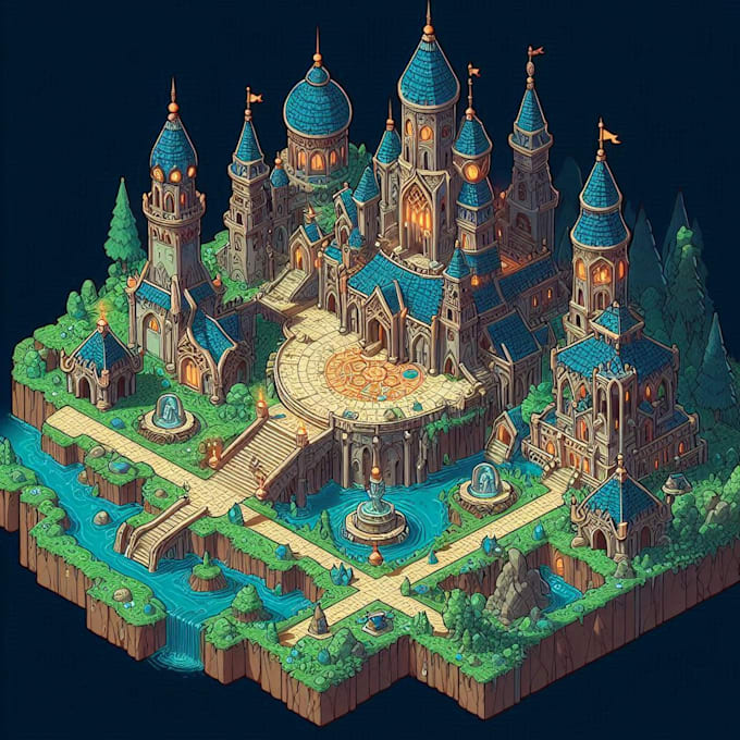 Gig Preview - Draw fantasy map illustration for city map 3d isometric map, dnd, games, novels