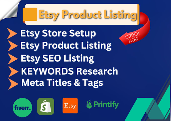 Gig Preview - Do etsy store setup, etsy product listing, etsy SEO, listing etsy product, shop