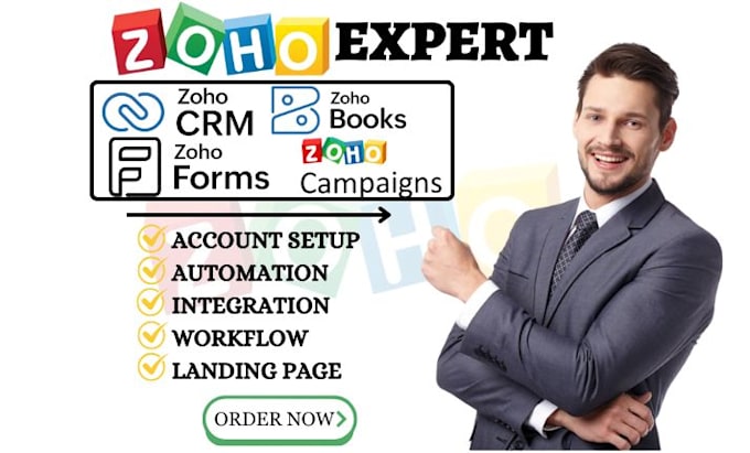 Gig Preview - Zoho crm books zoho forms zoho campaign landing page zoho sales iq sites voice