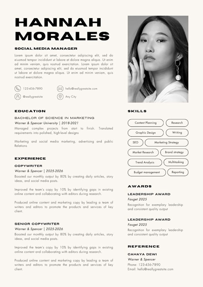 Gig Preview - Professional curriculum vitae resume