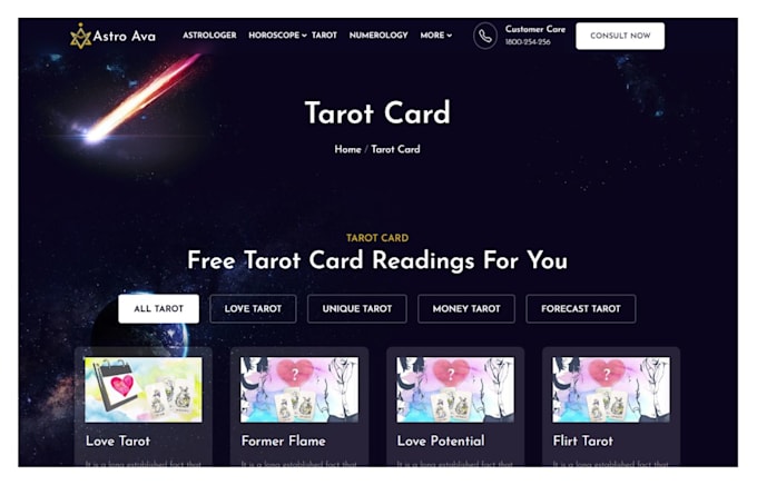 Gig Preview - Design responsive spiritual website tarot psychic reading astrology website