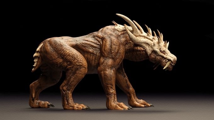 Gig Preview - Build 3d animal creature, horror model, 3d creature, realistic texture, topology