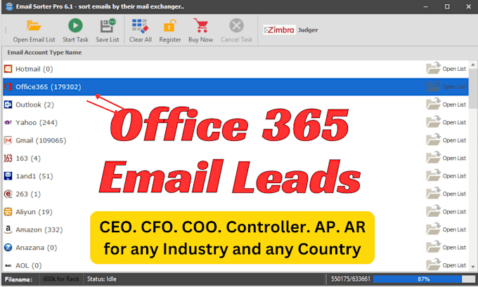 Gig Preview - Provide targeted office 365 email leads