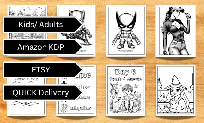 Gig Preview - Create coloring book pages and book cover for amazon KDP