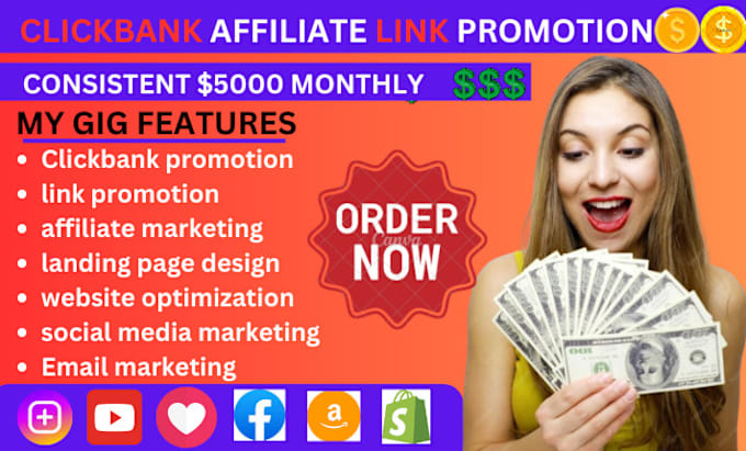 Gig Preview - Clickbank affiliate link promotion, clickbank link promotion affiliate marketing