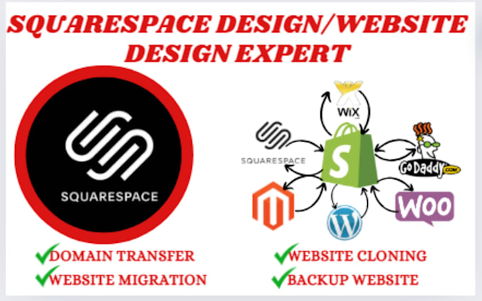 Gig Preview - Website migration squarespace website domain transfer godaddy magento to shopify