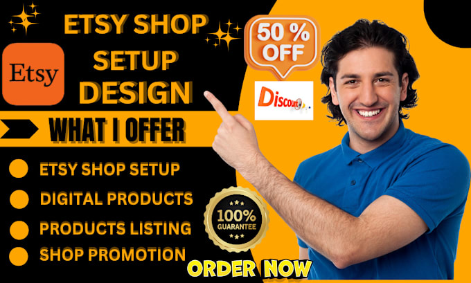 Gig Preview - Do etsy shop setup etsy digital product  listing etsy seo to boost etsy sales