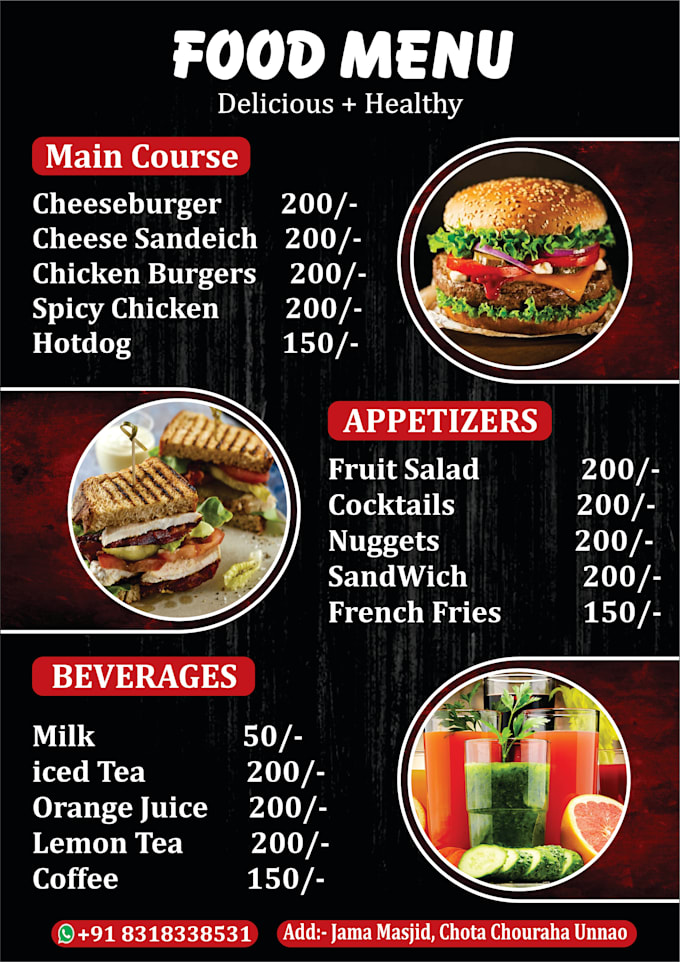 Gig Preview - Do eye catching editable restaurant menu design