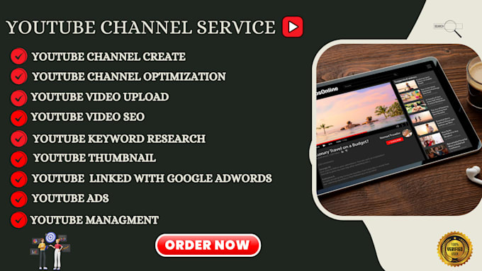 Gig Preview - Create and setup youtube channel with logo, banner and SEO