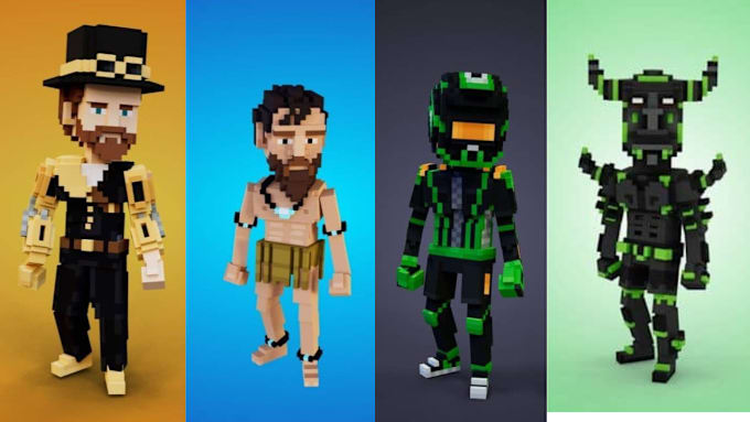 Gig Preview - Create voxel art 3d pixel art 3d meebit sandbox character model for nft or games