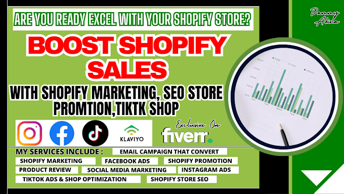 Gig Preview - Shopify marketing, facebook ads, instagram, tiktok shop to boost shopify sales