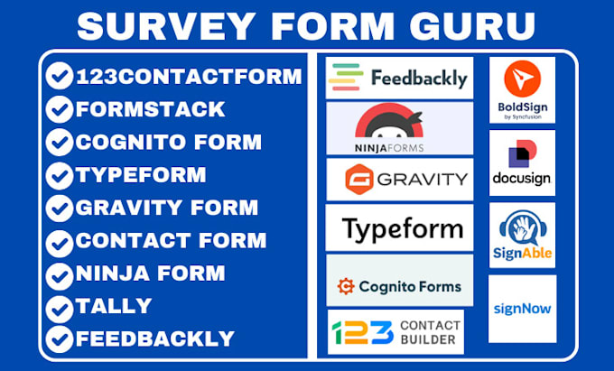 Gig Preview - Setup formstack cognito form typeform involve me  google form microsoft form