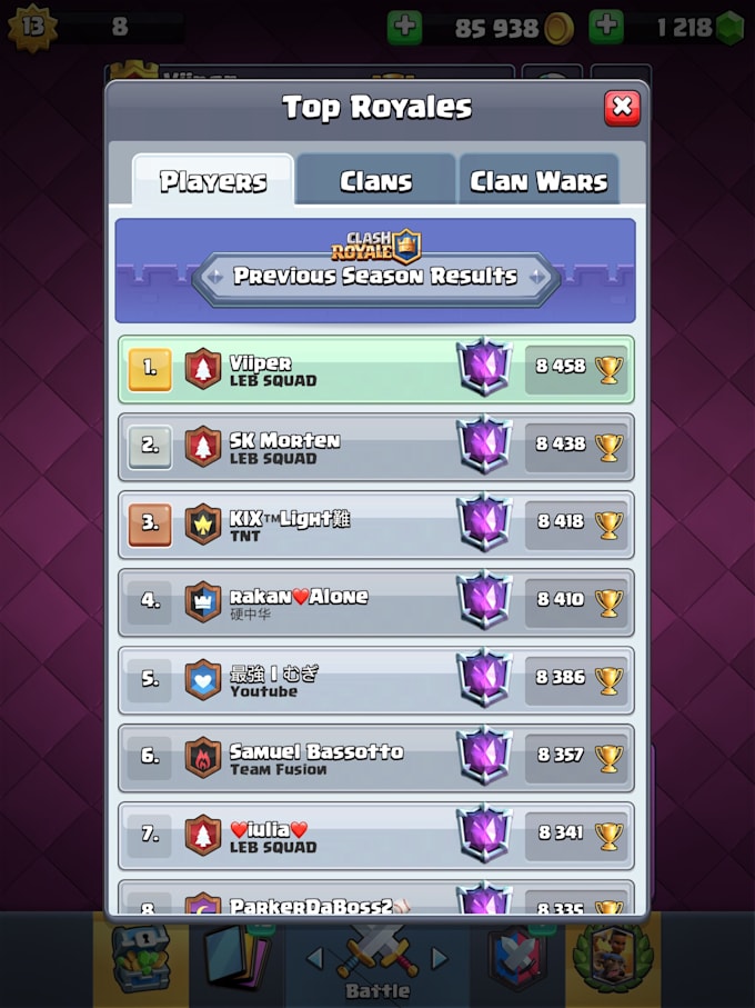 Gig Preview - Add you permanently on clash royale as a top 1 player