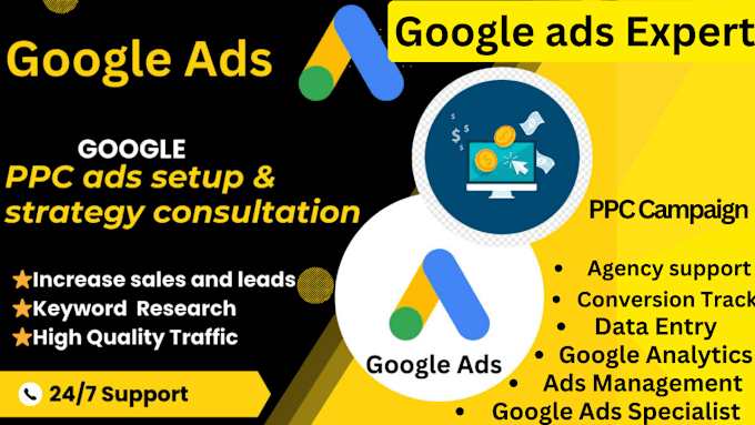 Gig Preview - Google ads expert specialist,PPC campaign,  analytics sales SEO marketing manage