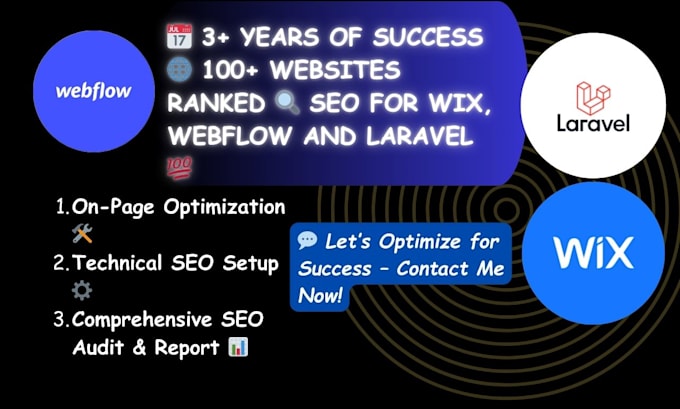 Gig Preview - Maximize your wix, webflow and laravel website SEO for improved ranking