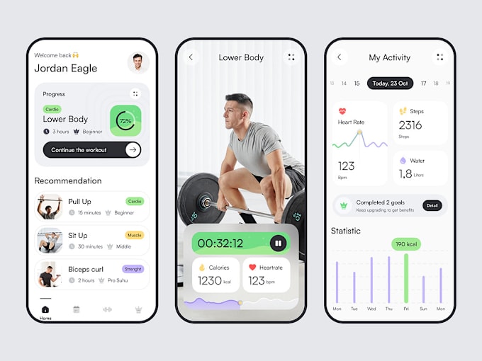 Gig Preview - Custom fitness tracker app development workout, health, nutrition tracking IOS