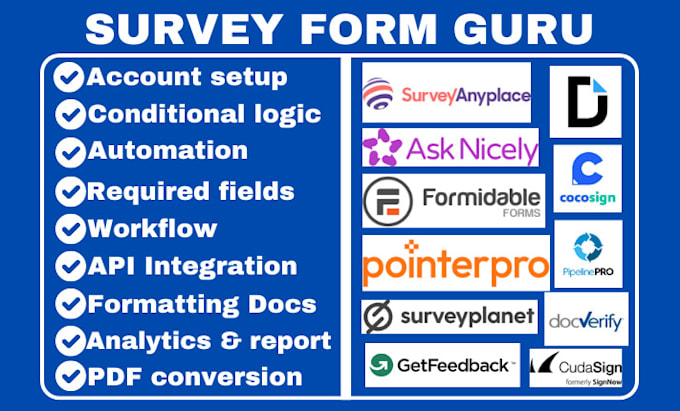 Gig Preview - Create qualtrics zoho survey typeform surveymonkey jotform google form