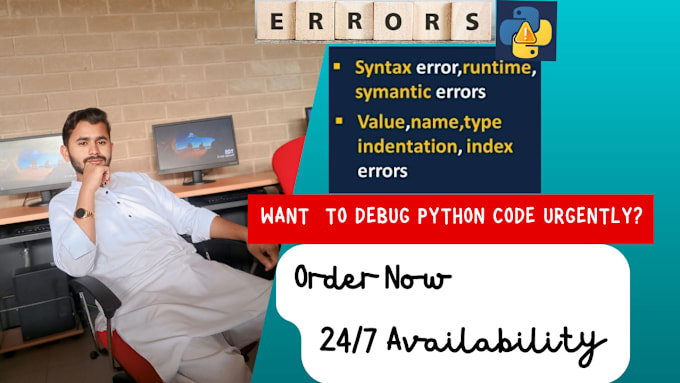 Gig Preview - Fix, debug, and remove errors from your python code urgently