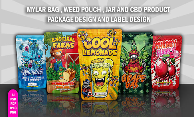 Gig Preview - Design weed, cannabis packaging, jar lablel and mylar bag designs