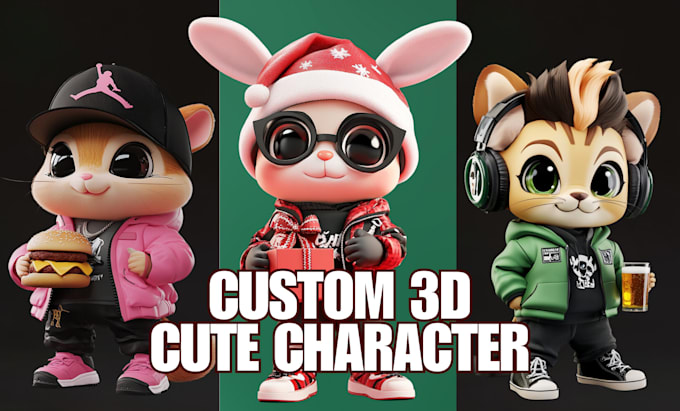 Gig Preview - Design 3d cute character, animal, mascot, cartoon character for 3d print or game